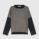 Alembika Long Sleeved Striped Top In Stone/Black