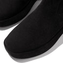 Fitflop F-Luma Black Stretch Suede Dem-Wedge Mid-Calf Boots