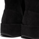Fitflop F-Luma Black Stretch Suede Dem-Wedge Mid-Calf Boots