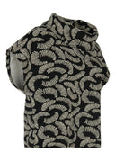 Kozan Echo Short Sleeved Cowl Neck Top In Black And Cream Print