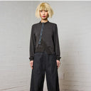 Lurdes Bergada Cardigan In Grey With Asymmetric Zip