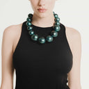 Katerina Vassou Spire Bead Necklace In Petrol
