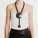 Katerina Vassou Plinth Cord Necklace With Black And Bronze Disc