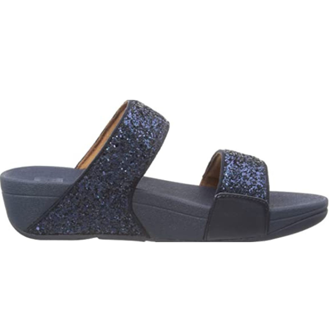 Fitflop Lulu Glitter Slide Sandals Midnight Navy - Brenda Muir Ladieswear