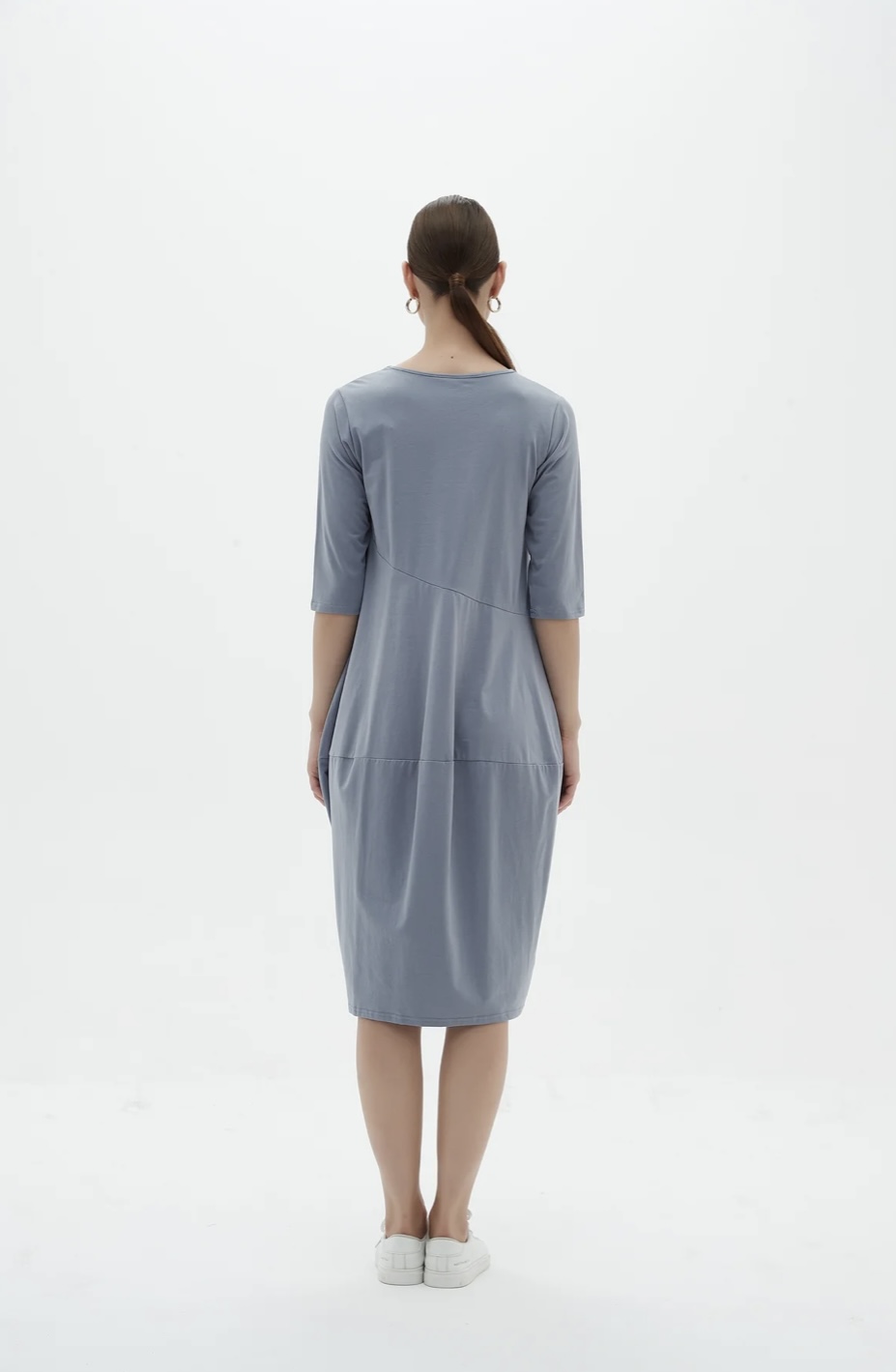Tirelli Diagonal Seam Dress in Livid Blue - Brenda Muir Ladieswear