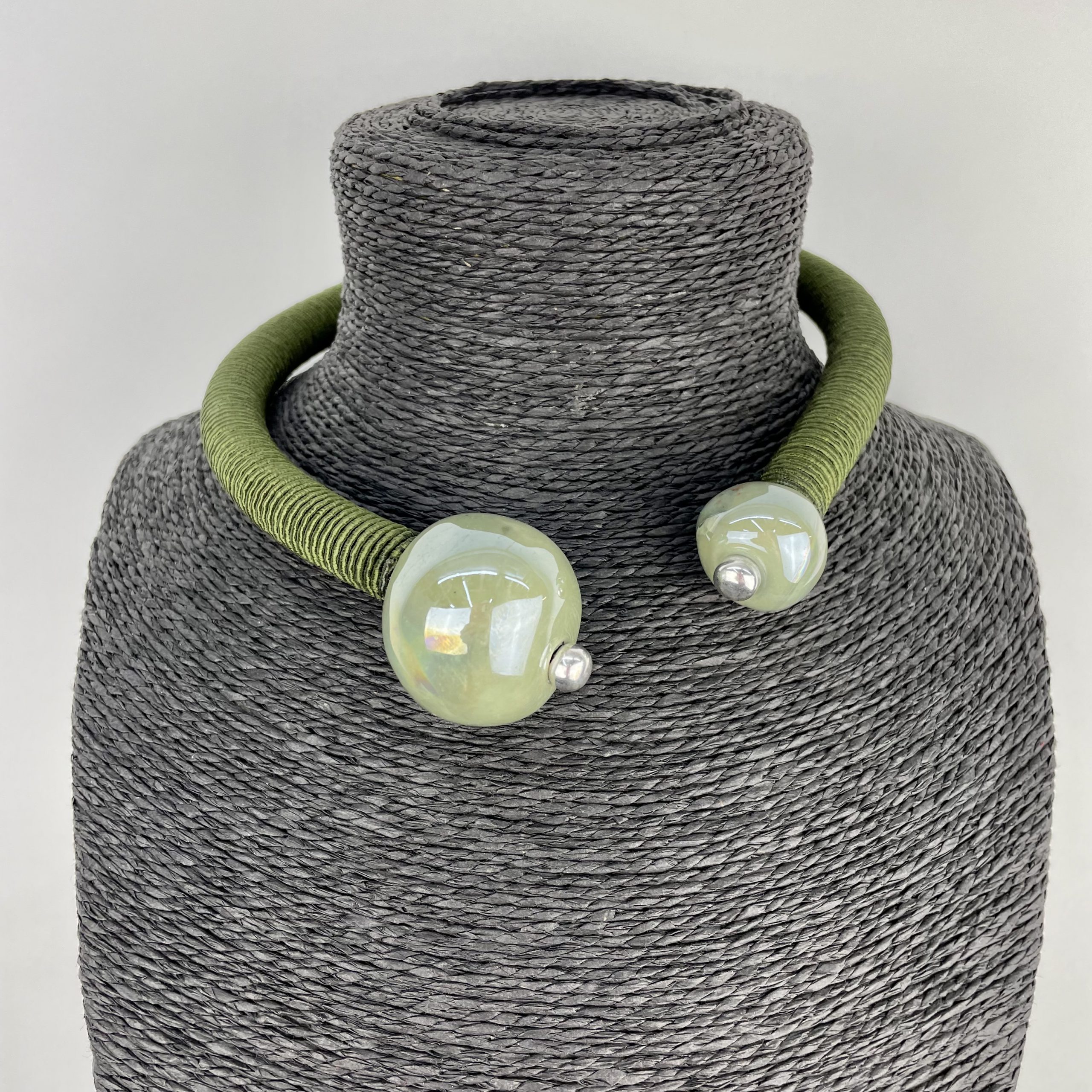 Christina Brampti Short Necklace on Silk Cord with Ceramic Beads in ...