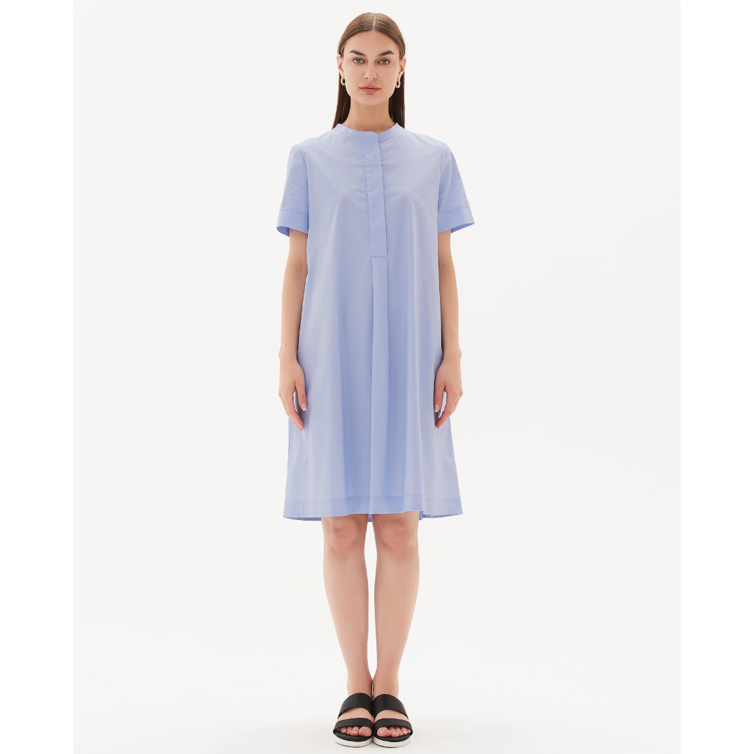 Tirelli Half Placket Dress in Soft Blue Brenda Muir Ladieswear