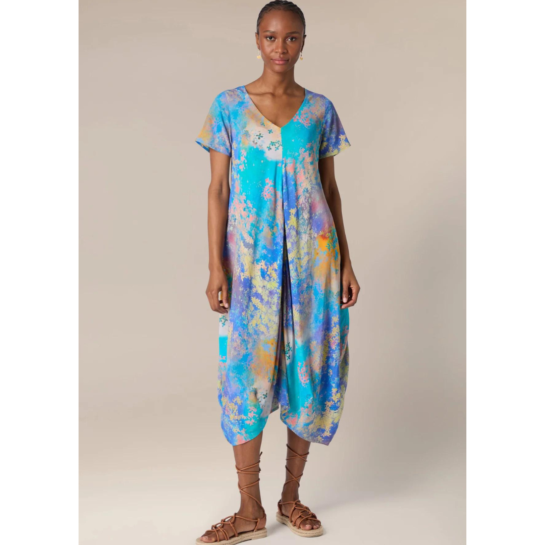 Sahara Blue Multi Summer Dreamscape Dress - Brenda Muir Ladieswear